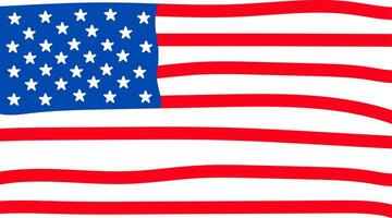Wavy United States Flag Illustration. Hand-Drawn Style US Flag for Patriotic and Creative Designs. wavy USA flag Cartoon style illustration. vector