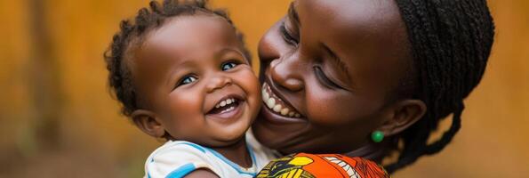 Bright smiles reflect a strong bond between a mother and her child in a joyful moment photo