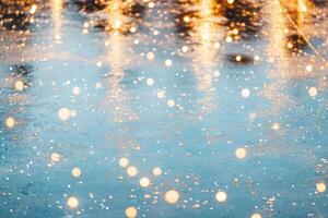 Midnight reflection of a starry night captured on a glossy acrylic board emphasizing shimmer and tranquility photo