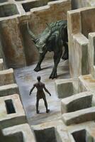 Theseus confronts the Minotaur in the labyrinth filled with tension and mythological intrigue photo