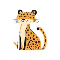 A cartoon leopard sitting on the ground vector