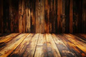 Elegant wooden backdrop with natural patterns illuminated by warm light creating a cozy atmosphere for modern design spaces photo