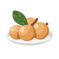 A plate with some longan fruit on it vector