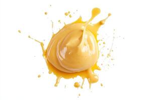 Delicious aioli with a creamy texture and vibrant color on a smooth white background photo