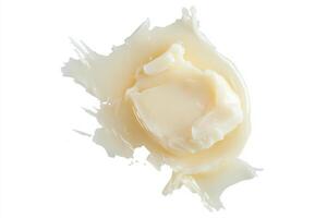 Coconut oil with rich texture isolated on a clean white background showcasing its appetizing appearance photo