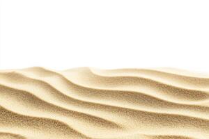 Soft golden sand showcasing detailed texture isolated on clean white background for creative projects photo