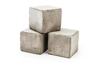 High quality concrete blocks isolated on a white background for construction and design projects photo