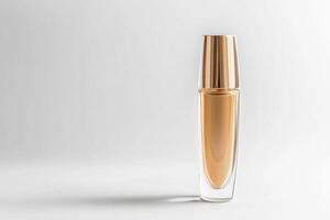 Elegant cosmetics and perfumes showcasing luxurious beauty products in a clean and minimalistic setting photo