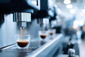 Bright and colorful view of coffee machine production showcasing various models in a vibrant manufacturing facility photo
