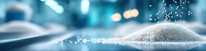Dynamic processing of rice in a bright factory environment with ample space for text photo