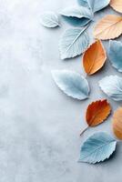 Frozen leaves create a vibrant backdrop with spacious area for custom text overlay photo