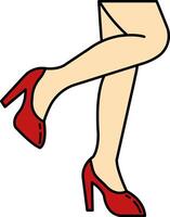 woman legs with red shoes vector