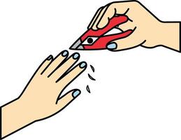 isolate illustration of a hand cutting fingernails vector