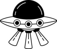 black and white illustration of a spaceship vector