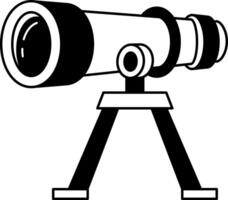 black and white illustration of a telescope is on a tripod vector