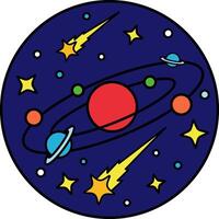 A colorful drawing of the solar system vector