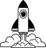 black and white illustration of a space shuttle launch vector