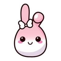 A cute, cartoon-style pink bunny character with a bow. vector