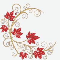 Autumn Leaf Corner Frame with Gold Vines vector