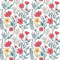 Seamless Floral Pattern Background for Textiles and hand-drawn flowers backgrounds,, vector