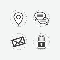 UI Icon Set Location, Email, Chat and Lock Icons for Web, Mobile Apps and App Interfaces vector