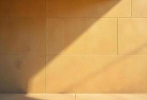 A man is standing in front of a wall with a shadow photo