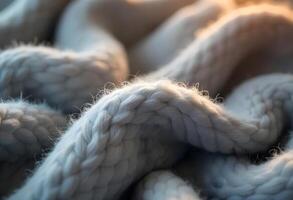 Close up of a pile of white wool photo