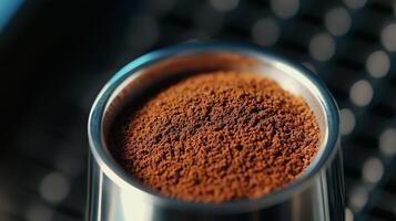 Coffee beans in a metal cup photo