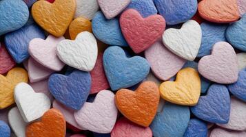 A large pile of colorful heart shaped candy photo