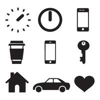 Daily Routine and Lifestyle Icons Set of Nine Black and White Symbols vector