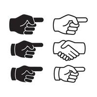 Pointing Hand Gestures and Handshake Icons, Communication Symbols vector