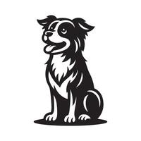 Happy Australian Shepherd Dog Illustration Sitting and Looking Up vector