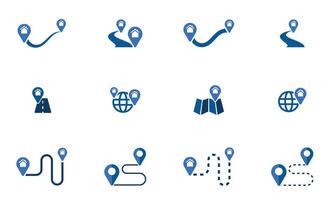 Flat Navigation Icons with GPS and Pinpoint Symbols vector