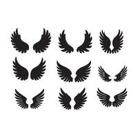 Black Silhouette Wings Collection for Creative Artwork Illustration vector