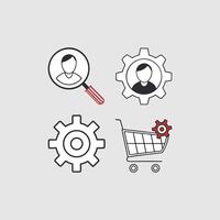 UI Icon Set Search, Profile, Settings and Cart for Apps and Websites vector