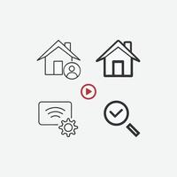 UI Icon Set Home, Search, Profile, Settings for Apps and Websites vector