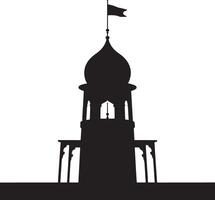 Silhouette of a majestic indian style tower with a flag. vector