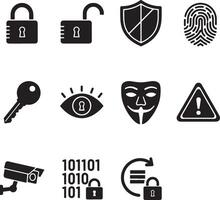 Various icons of security and security equipment vector