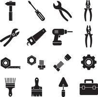 Various tools icons on a white background vector