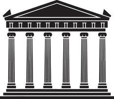 Greek temple icon six columns isolated on white background. vector