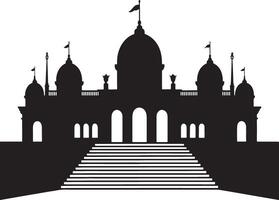Grand Palace Silhouette Architectural Design, Flags, Domes, Steps. vector
