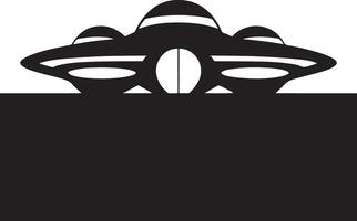 Black silhouette of ufo spaceship isolated on white background. vector