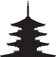 Japanese pagoda silhouette isolated on white background isolated on transparent background. vector