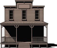 Old west saloon building illustration isolated on white background. vector