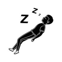Man sleeping with Zzz symbols isolated on white background vector