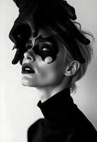 A woman with black makeup and a black glove photo