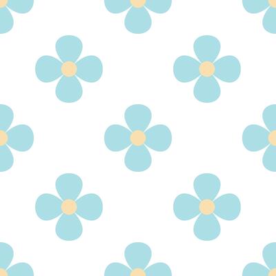 Abstract simple background, summer theme. Seamless pattern with blue flowers. Summer texture. A set of drawings of a cute child.