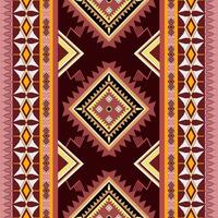Red Aztec ethnic pattern African fabric style vector
