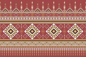 Red Aztec fabric ethnic pattern. Traditional Aztec border in tribal style vector