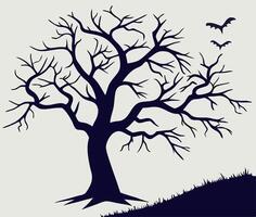 Silhouette of a Leafless Tree with Bats vector